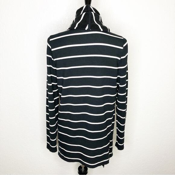 Lauren Ralph Lauren black white striped long open front cardigan size Medium - Picture 12 of 12